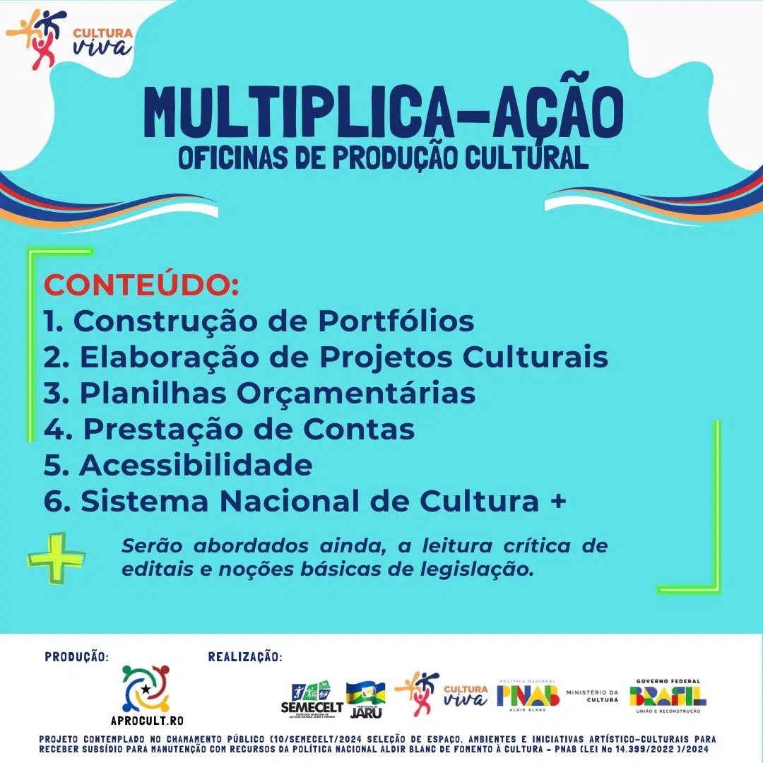 ✨ Inscrições abertas! O projeto Multiplica-Ação vai oferecer oficinas gratuitas e online de prod (2)